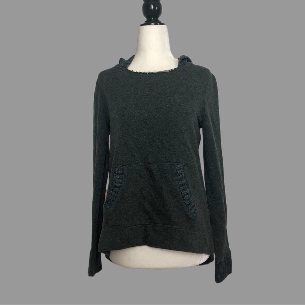 🤍 S 🤍 Aeropostale Hoodie Kangaroo Pouch Raw Hem Cable Knit Back